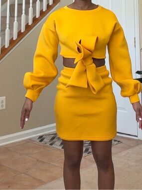 Yellow Tie-Front Mini Skirt - Women